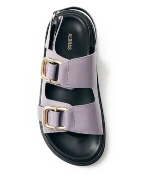ALOHAS Lavender Double Buckle Slide Sandal with Gold Hardware